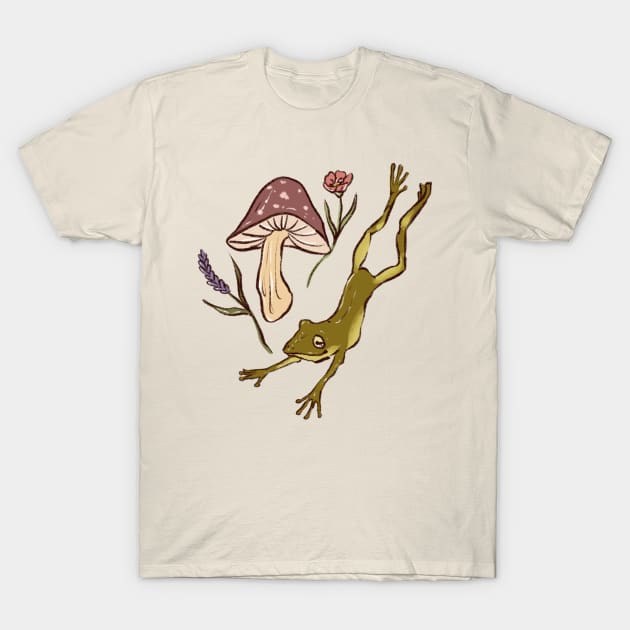 Frog and mushroom T-Shirt by Queer Deer Creations